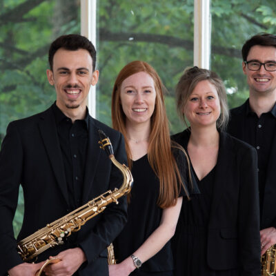 A photo of saxaphone ensemble The Laefer Quartet